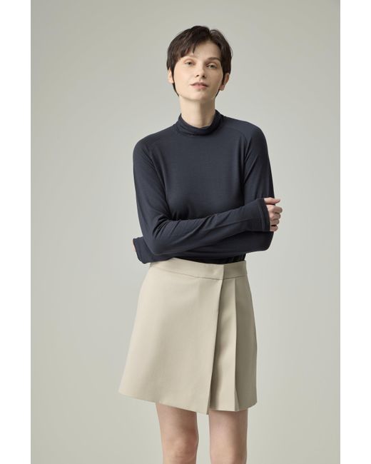 Elune Mode Gray Neutrals Wrap Pleat Skort _ Soft Sand