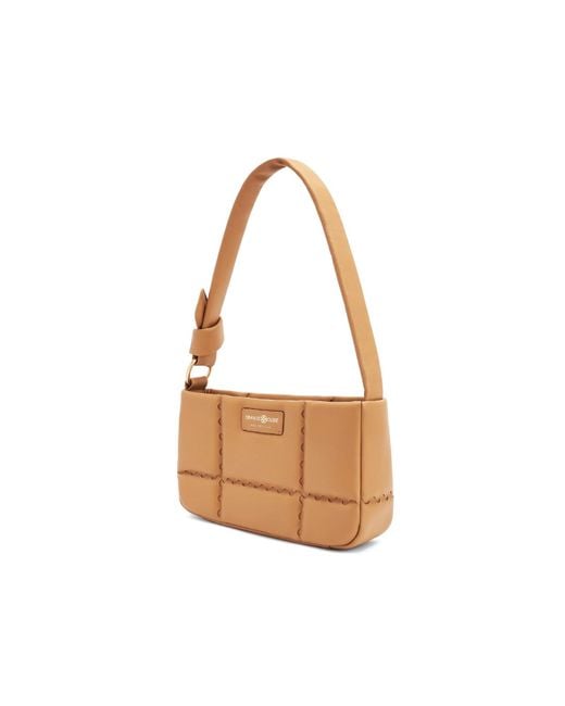 Orange Cube White Square Stitch Cushion Shoulder Bag