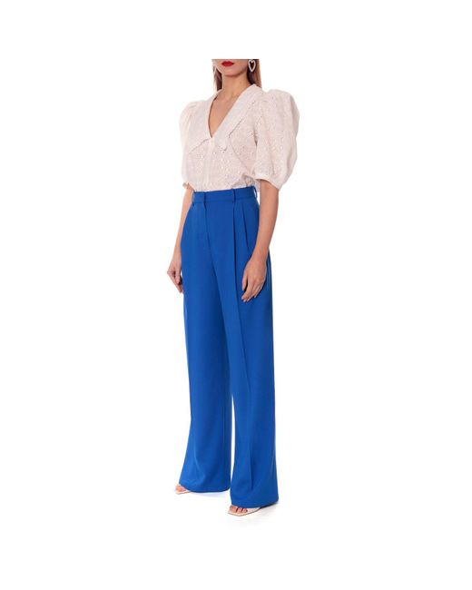 AGGI by HALEWSKI White Manola Cream Puffed Sleeves Embroidered Shirt