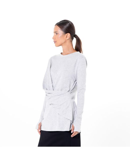 Metamorph Blue Cotton Slim Fit Top With Thumbhole Sleeves