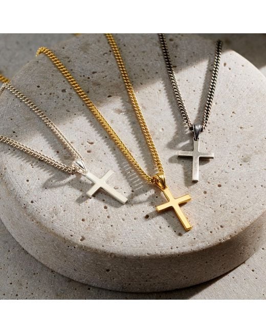 Posh Totty Designs Metallic Oxidised Large Cross Pendant Necklace for men