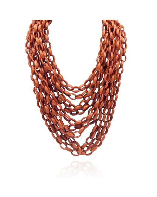 Michael Nash Jewelry Red Multi Strand Terracotta Resin Chain Necklace