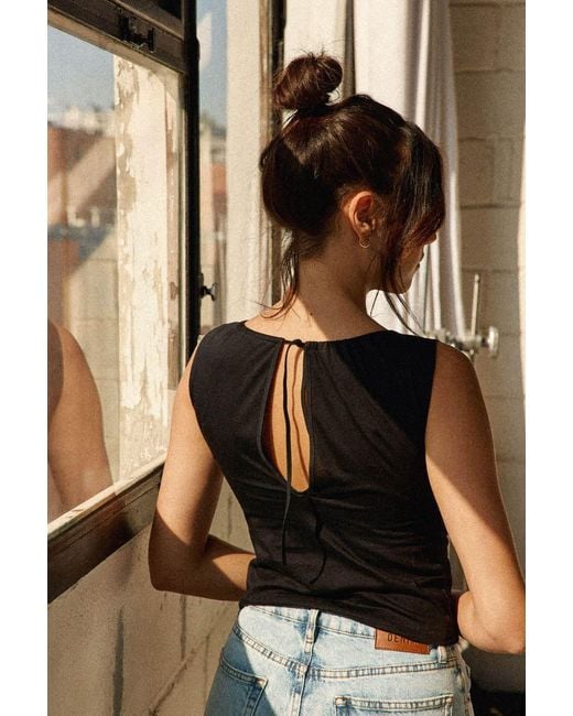 Marianne by Marie Jordane Black Gaby Teardrop Neckline Top