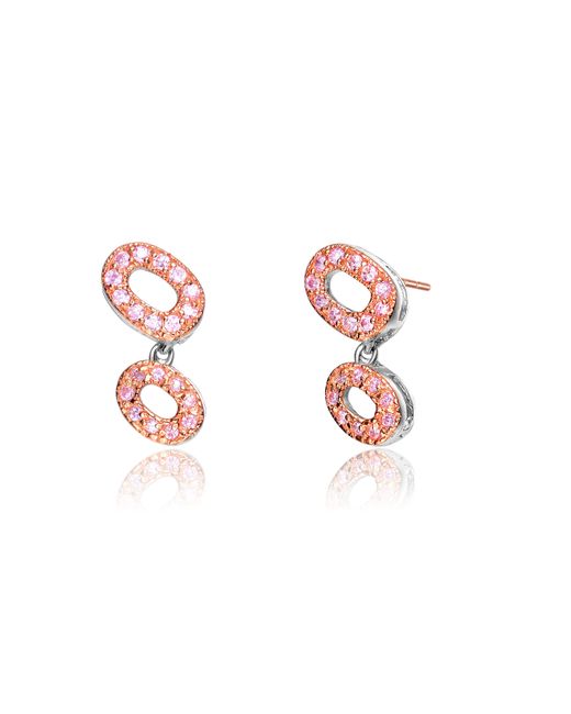Genevive Jewelry Pink Sterling Silver Cubic Zirconia Double-o Earrings