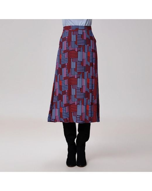 Smart and Joy Purple Graphic Print Trapeze Midi Skirt