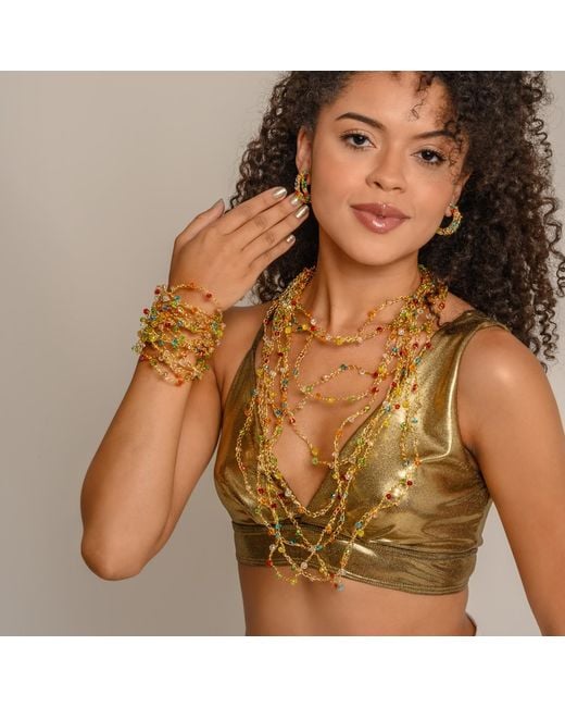Lavish by Tricia Milaneze Metallic Multicolor Multi Strings Handmade Necklace
