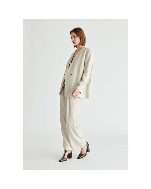Paisie Natural Neutrals Drop Shoulder Double Breasted Blazer