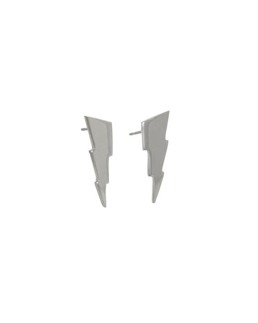 Edge Only White Triple Bolt Earrings Sterling