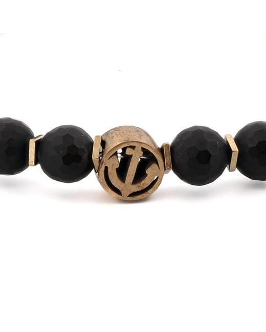 Ebru Jewelry Black Onyx Stone Holy Spirit Anchor Bracelet for men