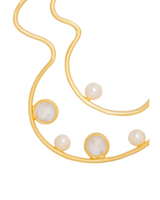 Lavani Jewels Metallic Lyra Pearl Hoop Earrings