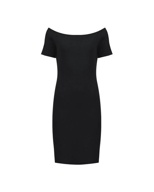Conquista Black Off-Shoulder Ribbed Dress