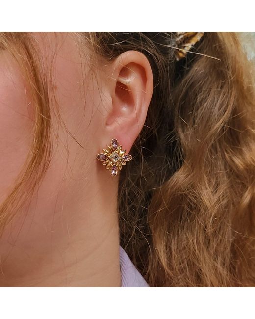 Grosse Pink Light Amethyst Rhinestone Clip On Earrings, Series Athene