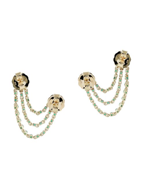 Artisan Metallic Emerald Chain Ear Jacket Earrings