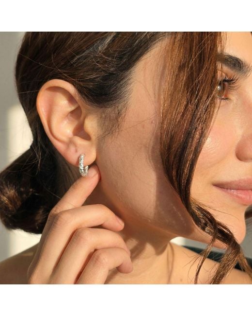 Harfi Metallic Sterling U-Shaped Molten Hinged Huggie Earrings