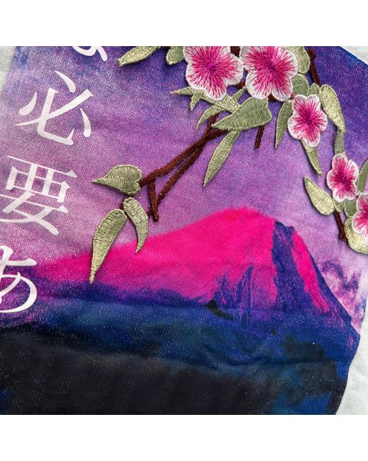 Quillattire Blue Mint Mount Fuji Floral Hoodie for men