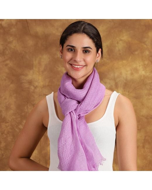 Heritagemoda Purple Handmade Lilac Linen Scarf