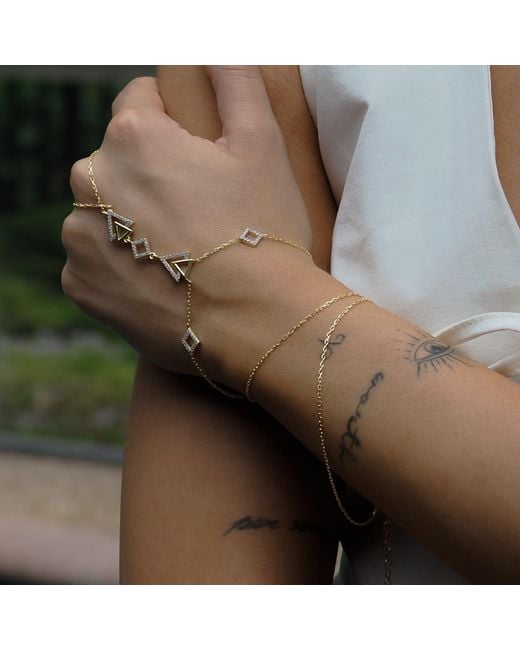 Ebru Jewelry Metallic Diamond Triangle Vermeil Fashion Hand Bracelet