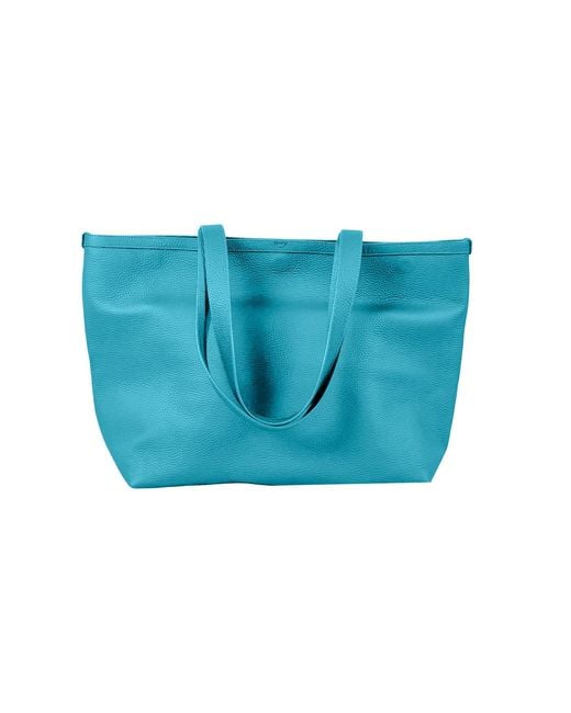 godi. Blue The Eva Handmade Leather Tote Bag