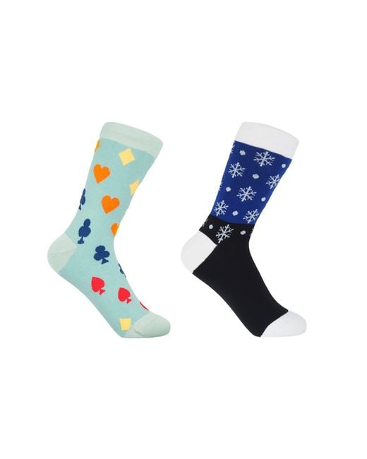 Peper Harow - Made in England Blue Royal Flush & Snowflake Socks Bundle