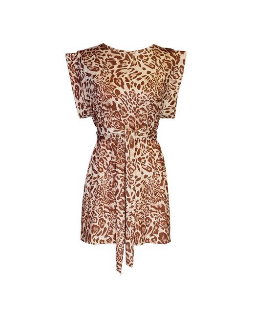 Jennafer Grace Brown Neutrals Champagne Feline Tunic & Palazzo Set