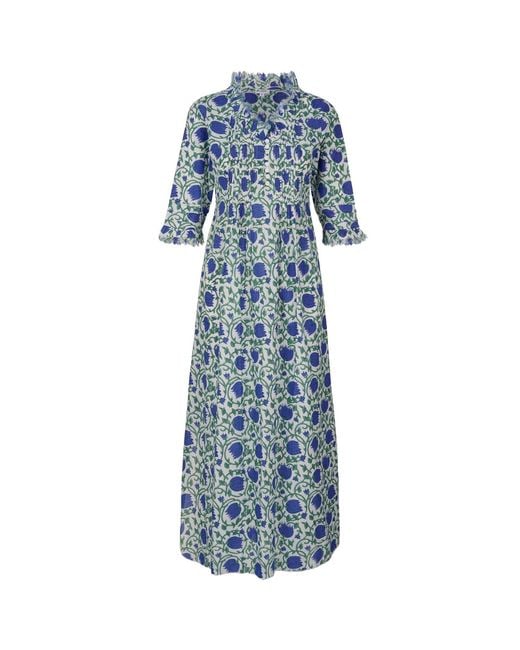At Last Blue Cotton Annabel Maxi Dress