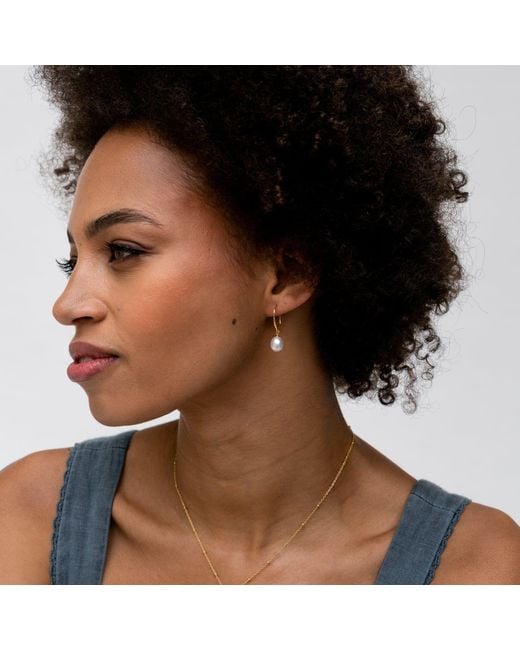 Dower & Hall White Oval Luna Pearl Drop Earrings