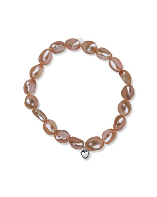 FV Jewellery Metallic La Pierre Keshi Pearl Stretchy Bracelet