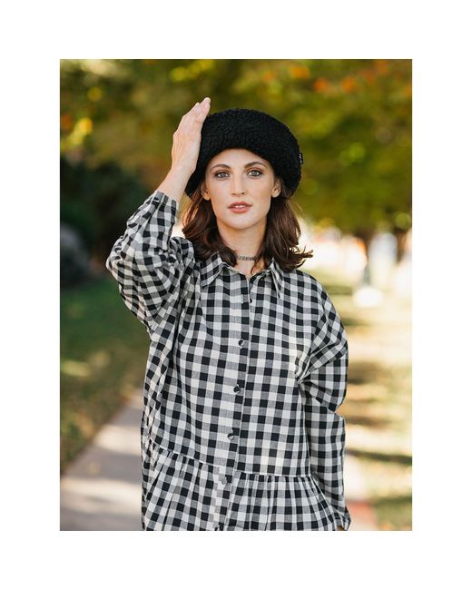 Zenzee Black Neutrals Cotton Linen Gingham Shirt Dress & Natural