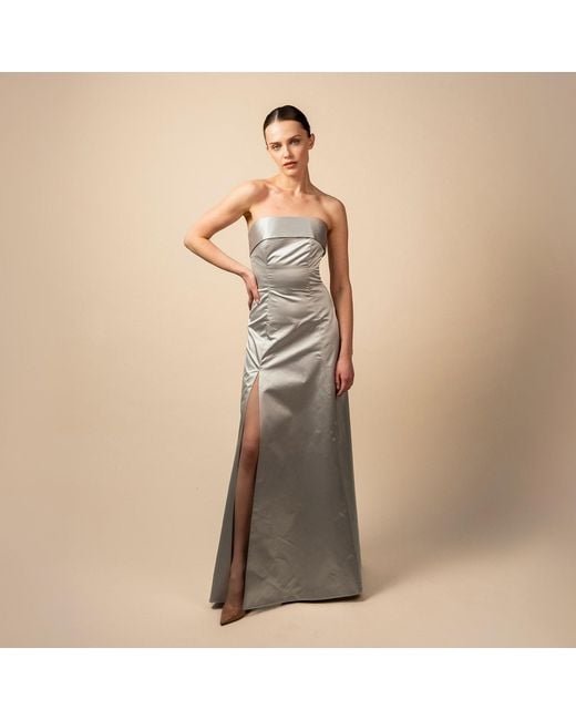 Anse Victorin Gray Irena Silk Dress