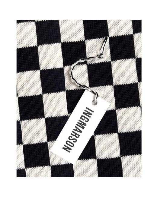 INGMARSON Black Checked Small Wool & Cashmere Scarf