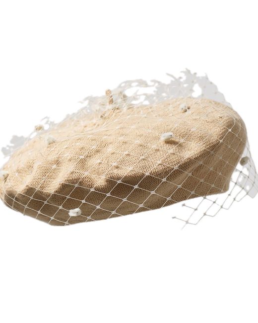 Misa Harada Millinery Natural Neutrals Floe Veiled Beret
