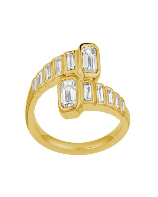Artisan Metallic 14K Emerald Cut Diamond Bypass Ring