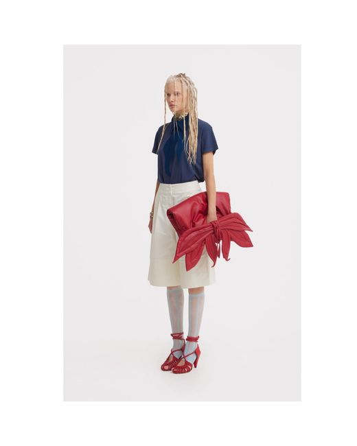 Julia Allert Blue Mock Neck Rolled Sleeve T-Shirt –