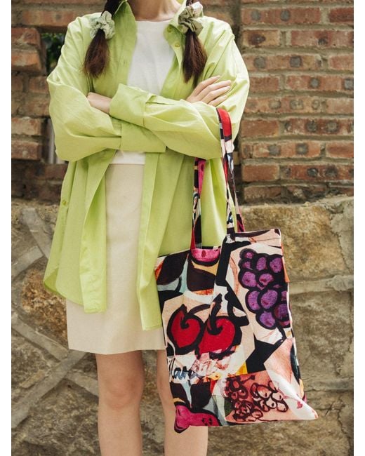 Lost Pattern Red Lost Cherries Cotton Tote Bag