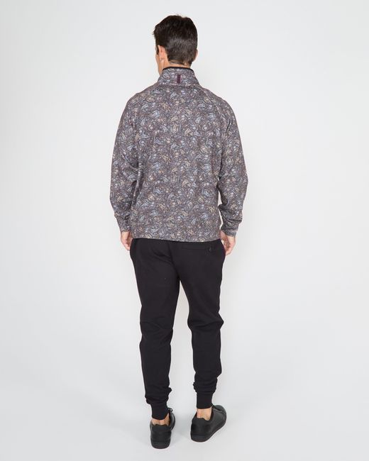 Lords of Harlech Gray Craig Madrid Paisley Quarter-Zip Sweater for men