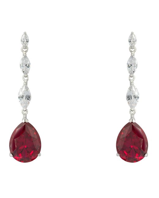 Latelita London Red Zara Teardrop Ruby Gemstone Earrings Silver