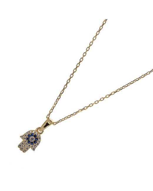 Ebru Jewelry Metallic Minimalist Hamsa Hand Gold Plated Necklace
