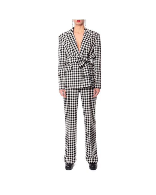 AGGI by HALEWSKI Black Martha Jet Set Checkered Blazer With Belt