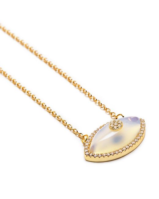 Nialaya Metallic Moonstone Evil Eye Necklace
