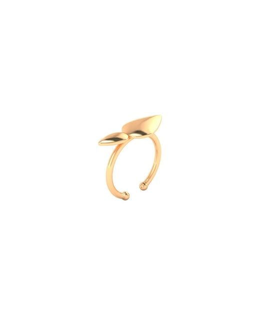 Linda Fiore Metallic Lotus Ring, Small Leaves, 18K