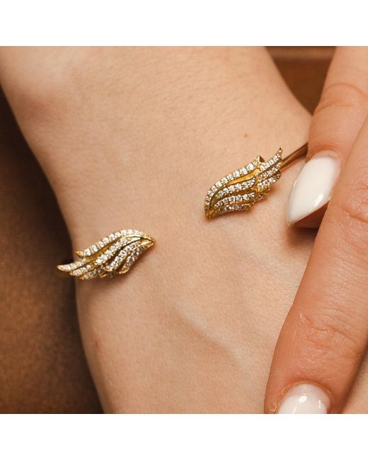BLOOMTINE | Earth Angel HQ Metallic Angel Wings Premium Vermeil Bangle