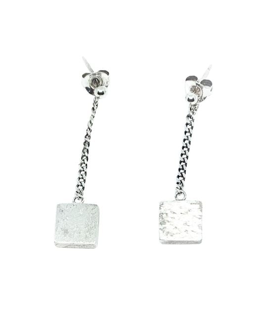 Tg-Jewellery by Tamara Gervasio White Square Dangle Stud Sterling Earrings