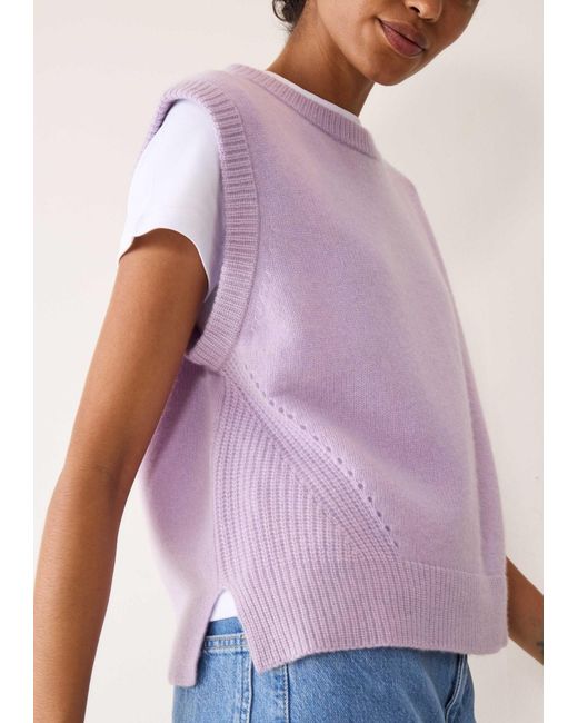 Loop Cashmere Purple Ribbed Detail Lofty Cashmere Tank