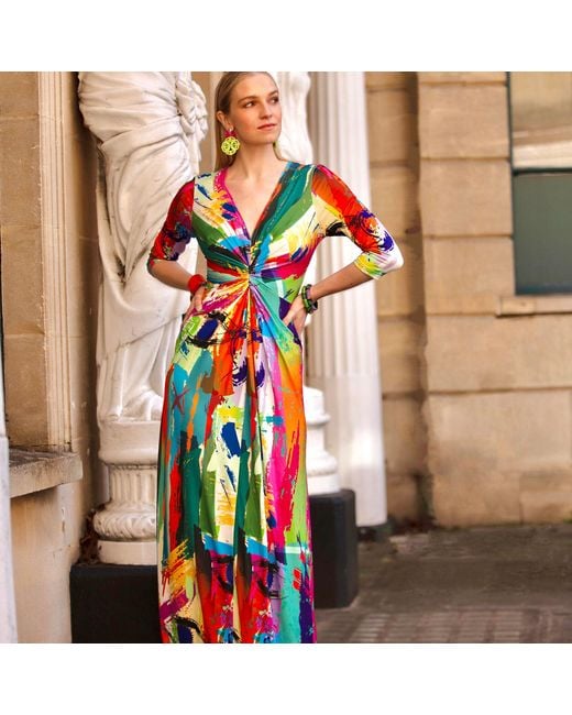 Beatrice von Tresckow Red Brush Stroke Lola Maxi Dress