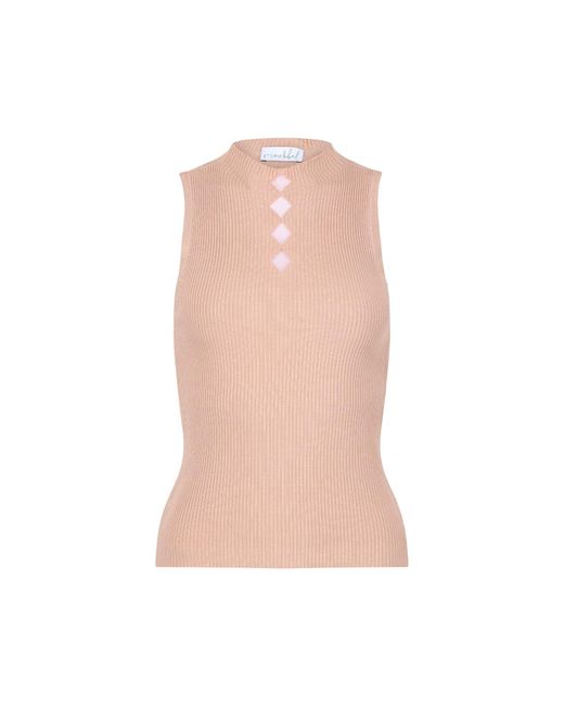 Storm Label Pink Neutrals Camel Knitted Tank