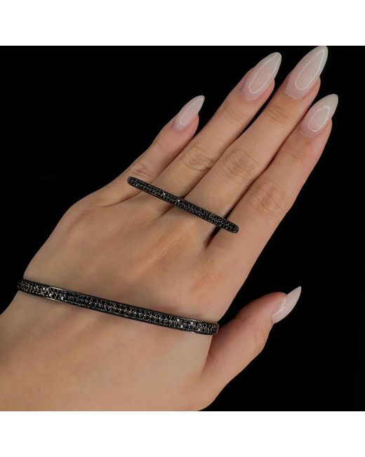 SALLY SKOUFIS Brown Destiny Palm Cuff With Made Cz Diamond Stimulant