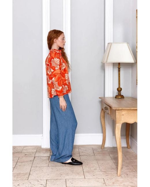 Inara Red Molokai Sunset Cotton Top