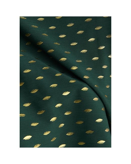 Paisie Green Foil Print Boat Neck Top