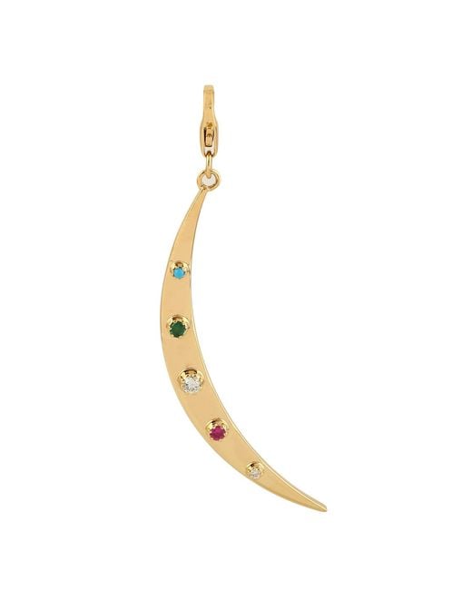 Artisan Metallic Multi-Gemstone Crescent Moon Pendant Charm