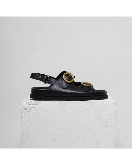 Mafalda Black Tie Buckle Chunky Sandals